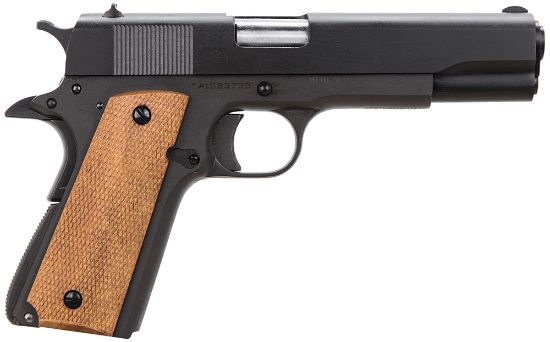 Picture of Taylors & Company 230003 1911 45 Acp Caliber With 5" Barrel, 7+1 Capacity, Overall Black Parkerized Finish Steel, Beavertail Frame, Serrated Steel Slide & Checkered Walnut Grip 