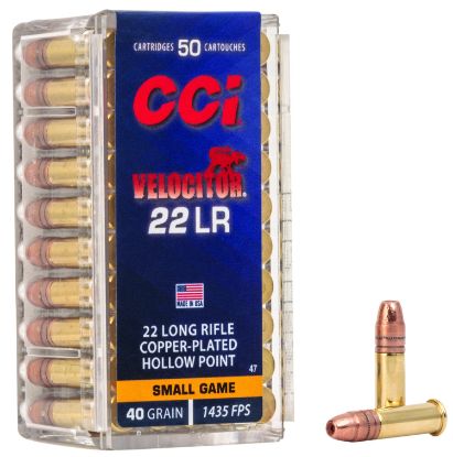 Picture of Cci 0047 Velocitor Rimfire 22 Lr 40 Gr Copper Plated Hollow Point 50 Per Box/ 100 Case 