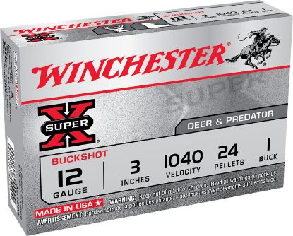 Picture of Winchester Ammo Xb1231 Super X 12 Gauge 3" 1 Buck Shot 5 Per Box/ 50 Case 
