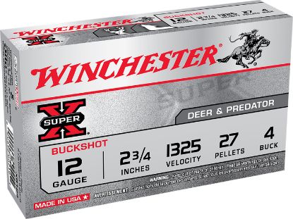 Picture of Winchester Ammo Xb124 Super X 12 Gauge 2.75" 27 Pellets 4 Buck Shot 5 Bx/ 50 Case 