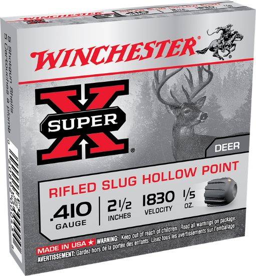 Picture of Winchester Ammo X41rs5 Super X 410 Gauge 2.50" 1/5 Oz Rifled Slug Shot 5 Per Box/ 50 Case 