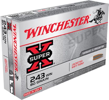 Picture of Winchester Ammo X2431 Super X 243 Win 80 Gr Jacketed Soft Point 20 Per Box/ 10 Case 