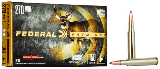 Picture of Federal P270e Premium 270 Win 150 Gr Nosler Partition 20 Per Box/ 10 Case 