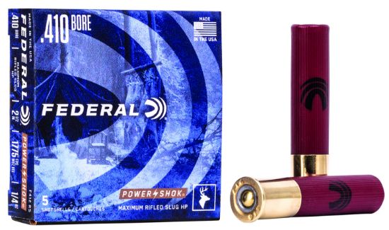 Picture of Federal F412rs Power-Shok Shotshell 410 Gauge 2.50" 1/4 Oz Rifled Slug Shot 5 Per Box/ 50 Case 