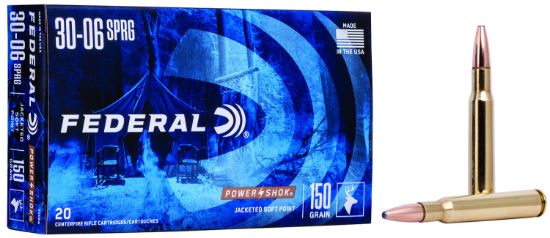 Picture of Federal 3006A Power-Shok 30-06 Springfield 150 Gr Jacketed Soft Point 20 Per Box/ 10 Case 