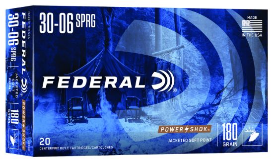 Picture of Federal 3006B Power-Shok 30-06 Springfield 180 Gr Jacketed Soft Point 20 Per Box/ 10 Case 