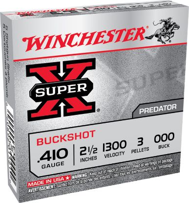 Picture of Winchester Ammo Xb41000 Super X 410 Gauge 2.50" 3 Pellets 000 Buck Shot 5 Bx/ 50 Case 