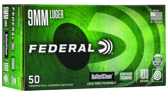 Picture of Federal Bc9nt3 Ballisticlean Reduced Hazard Training 9Mm Luger 100 Gr Lead Free Frangible 50 Per Box/ 20 Case 