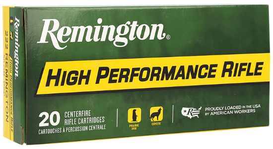 Picture of Remington Ammunition 21303 High Performance Rifle 222 Rem 50 Gr Pointed Soft Point 20 Per Box/ 10 Case 