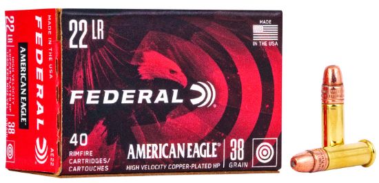 Picture of Federal Ae22 American Eagle 22 Lr 38 Gr Copper Plated Hollow Point 40 Per Box/ 100 Case 