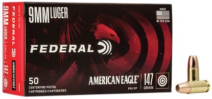 Picture of Federal Ae9fp American Eagle Handgun 9Mm Luger 147 Gr Full Metal Jacket Flat Point 50 Per Box/ 20 Case 