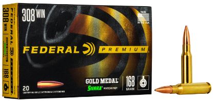 Picture of Federal Gm308m Premium Gold Medal 308 Win 168 Gr Sierra Matchking Bthp 20 Per Box/ 10 Case 