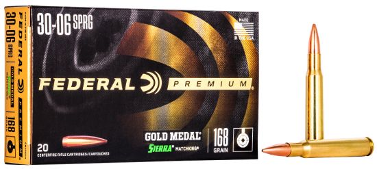 Picture of Federal Gm3006m Premium Gold Medal 30-06 Springfield 168 Gr Sierra Matchking Bthp 20 Per Box/ 10 Case 