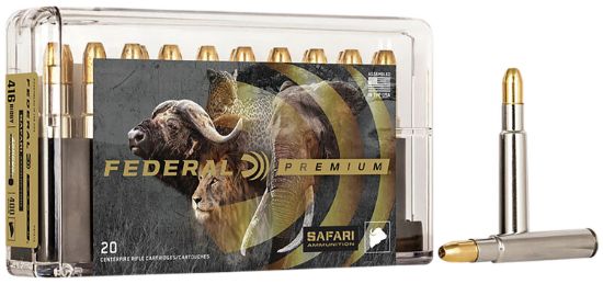 Picture of Federal P416t2 Premium Safari Cape-Shok 416 Rigby 400 Gr Trophy Bonded Sledgehammer Solid 20 Per Box/ 10 Case 