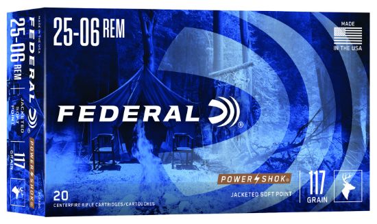 Picture of Federal 2506Bs Power-Shok 25-06 Rem 117 Gr Jacketed Soft Point 20 Per Box/ 10 Case 