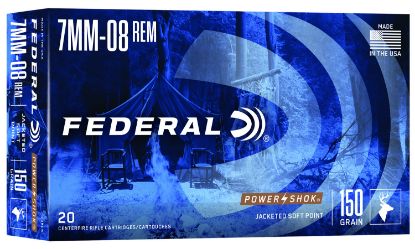 Picture of Federal 708Cs Power-Shok 7Mm-08 Rem 150 Gr Jacketed Soft Point 20 Per Box/ 10 Case 