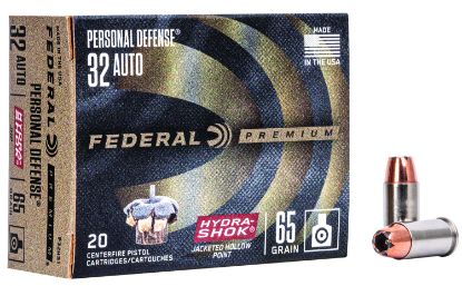 Picture of Federal P32hs1 Premium Personal Defense 32 Acp 65 Gr Hydra Shok Jacketed Hollow Point 20 Per Box/ 25 Case 