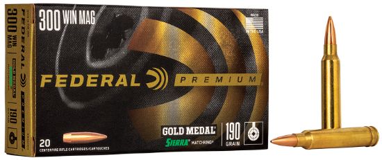 Picture of Federal Gm300wm Premium Gold Medal 300 Win Mag 190 Gr Sierra Matchking Bthp 20 Per Box/ 10 Case 