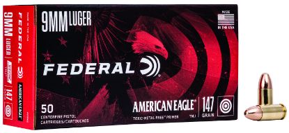 Picture of Federal Ae9n2 American Eagle Indoor Range Training 9Mm Luger 147 Gr Total Metal Jacket 50 Per Box/ 20 Case 