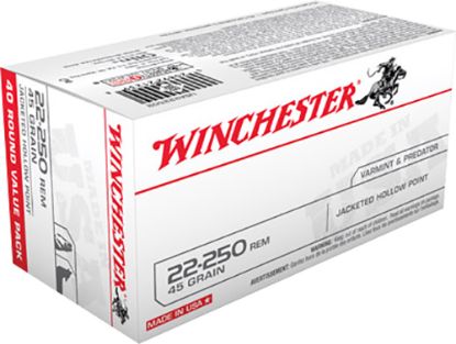 Picture of Winchester Ammo Usa222502 Usa 22-250 Rem 45 Gr Jacket Hollow Point 40 Per Box/ 10 Case 