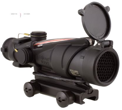 Picture of Trijicon 100228 Acog Black Hardcoat Anodized 4X32mm Illuminated Red Chevron Reticle 