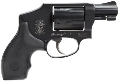 Picture of Smith & Wesson 150544 Model 442 38 S&W Spl +P 5 Shot 1.88" Stainless Steel Barrel, Carbon Steel Cylinder, Aluminum J-Frame, Black Metal Finish, Integral Front Sight, No Lock 