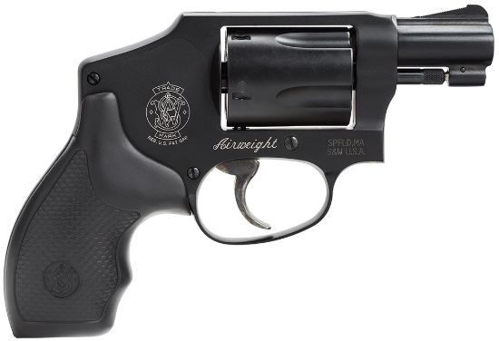 Picture of Smith & Wesson 150544 Model 442 38 S&W Spl +P 5 Shot 1.88" Stainless Steel Barrel, Carbon Steel Cylinder, Aluminum J-Frame, Black Metal Finish, Integral Front Sight, No Lock 