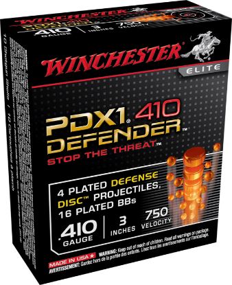 Picture of Winchester Ammo S413pdx1 Pdx1 Defender Combo 410 Gauge 3" 4 Defense Discs/16 Bbs Shot 10 Per Box/ 10 Case 