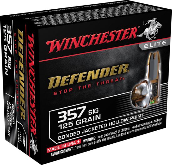 Picture of Winchester Ammo S357spdb Defender 357 Sig 125 Gr Bonded Jacket Hollow Point 20 Per Box/ 10 Case 