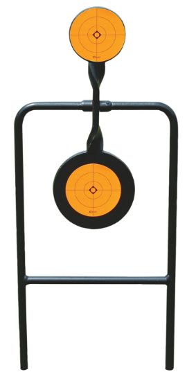 Picture of Caldwell 133565 Plink N Swing Double Spin Target Handgun Steel Black/Orange Impact Enhancement Motion 4.25" 