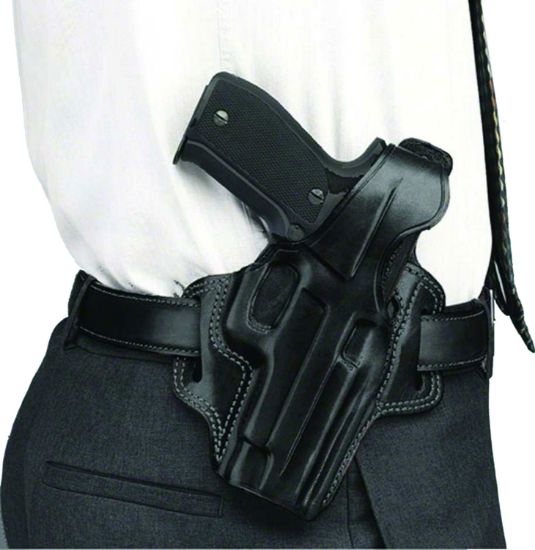 Picture of Galco Fl226b Fletch Owb Black Leather Belt Slide Compatible W/Glock 19 Gen1-5/19X/23 Gen2-5/32/45 Belt Up To 1.75" Wide Right Hand 