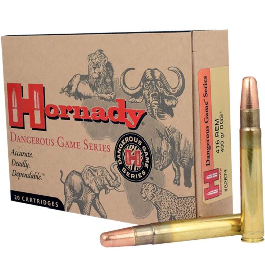 Picture of Hornady 82674 Dangerous Game 416 Rem Mag 400 Gr Dangerous Game Solid 20 Per Box/ 6 Case 