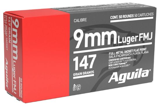 Picture of Aguila 1E097719 Target & Range Handgun 9Mm Luger 147Gr Full Metal Jacket Flat Point 50 Per Box/20 Case 