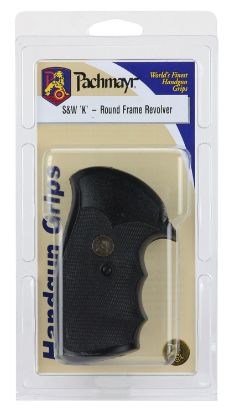 Picture of Pachmayr 03266 Gripper Grip Checkered Black Rubber With Finger Grooves For S&W K/L Frame With Round Butt 