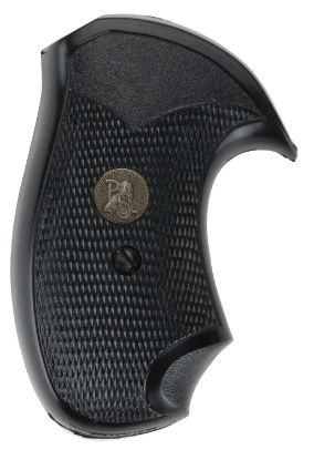 Picture of Pachmayr 03252 Compact Grip Checkered Black Rubber With Finger Grooves For S&W J Frame With Round Butt 