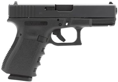 Picture of Glock Pi1950201 G19 Gen3 *Ca Compliant Compact 9Mm Luger 10+1 4.02" Black Steel Barrel, Matte Black Serrated Slide, Black Polymer Frame W/Accessory Rail, Black Finger Grooved Polymer Grip 