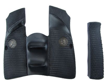 Picture of Pachmayr 03952 Signature Grip Wraparound Checkered Black Rubber With Backstrap & Finger Grooves For Browning Hi-Power 