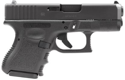 Picture of Glock Pi2650201 G26 Gen3 *Ca Compliant Sub-Compact 9Mm Luger 10+1 3.43" Black Polygonal Rifled Barrel, Matte Black Serrated Slide, Black Polymer Frame, Black Textured Finger Grooved Polymer Grip 