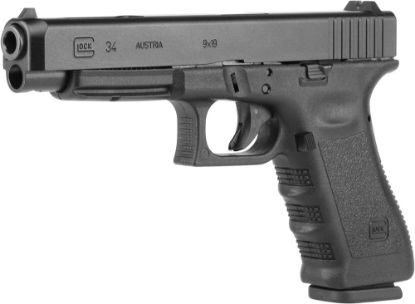 Picture of Glock Pi3430101 G34 Gen3 Competition *Ca Compliant 9Mm Luger 5.31" Barrel 10+1, Black Frame & Slide, Finger Grooved Rough Texture Grip, Adjustable Sights, Safe Action Trigger 