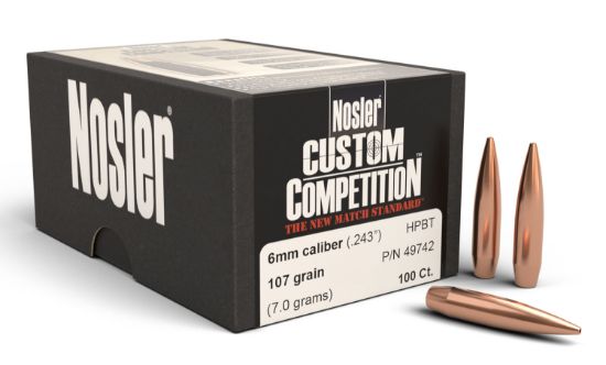 Picture of Nosler 49742 Custom Competition 6Mm .243 107 Gr Hollow Point Boat Tail/ 100 Per Box 