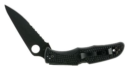 Picture of Spyderco C10psbbk Endura 4 Lightweight 3.75" Folding Clip Point Part Serrated Black Ticn Vg-10 Ss Blade Black Textured Frn Handle Includes Pocket Clip 