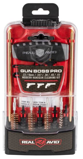 Picture of Real Avid Avgbprop Gun Boss Cleaning Kit Multi-Caliber Pistol Firearm Slotted Tip 12.50" Long Bronze Bristles Includes Case 