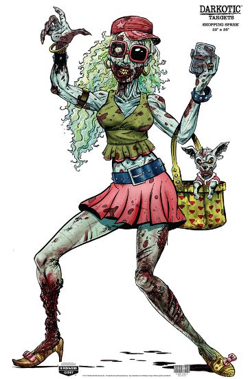 Picture of Birchwood Casey 35665 Darkotic Shopping Spree Zombie Valley Girl Paper Hanging Universal 12" X 18" Multi-Color Impact Enhancement Splatter 8 Per Pkg 