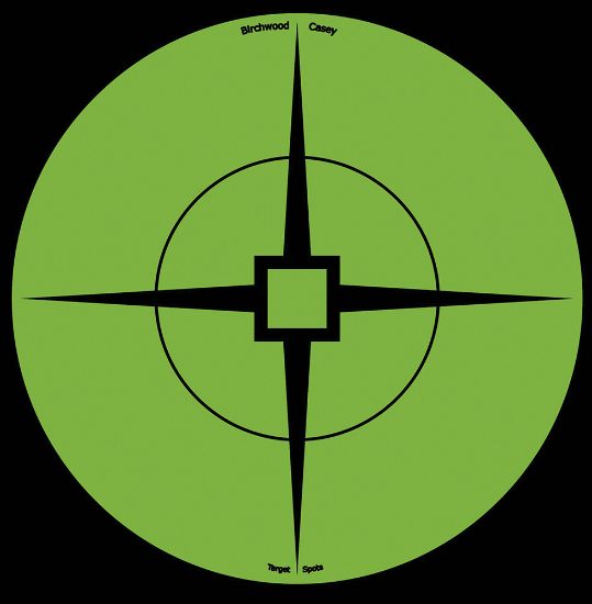 Picture of Birchwood Casey 33936 Target Spots Self-Adhesive Paper Black/Green 6" Crosshair Includes Pasters 10 Pk. 