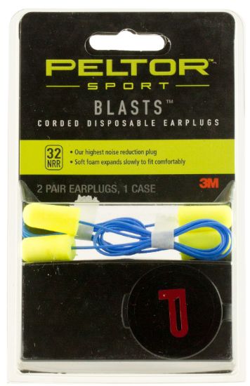 Picture of Peltor 97081 Sport Blast Earplugs Foam 32 Db In The Ear Yellow Adult 2 Pair 