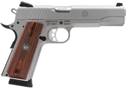 Picture of Ruger 6700 Sr1911 45 Acp 7+1 8+1 5" Stainless Steel Barrel, Serrated Stainless Steel Slide, Stainless Steel Frame W/Beavertail, Hardwood Grip 