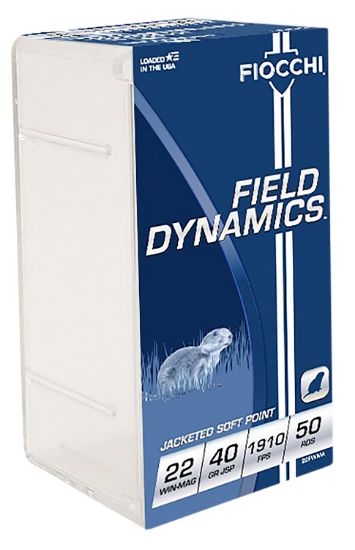 Picture of Fiocchi 22Fwma Field Dynamics Performance 22 Wmr 40 Gr Jacketed Soft Point 50 Per Box/ 40 Case 