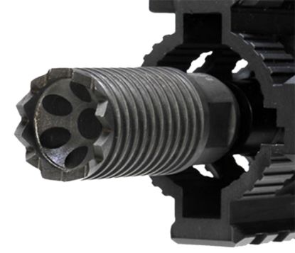 Picture of Troy Ind Sbraclm06bt00 Claymore Muzzle Brake Black Steel With 5/8"-24 Tpi Threads & 2.25" Oal For 308 Win Ar-Platform 