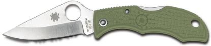 Picture of Spyderco Lfgp3 Ladybug 3 1.94" Folding Clip Point Plain Vg-10 Ss Blade Foliage Green Frn Handle 