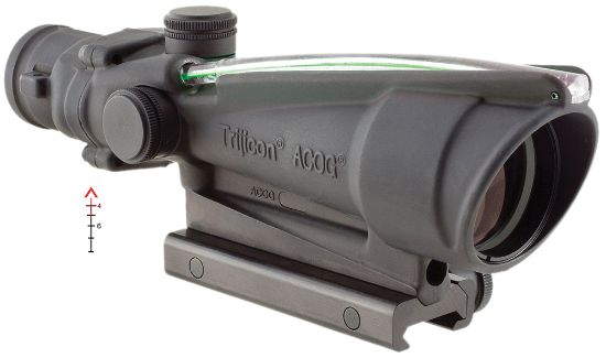 Picture of Trijicon 100144 Acog Black Hardcoat Anodized 3.5X35mm Illuminated Green Chevron .308/7.62 Bdc Reticle 